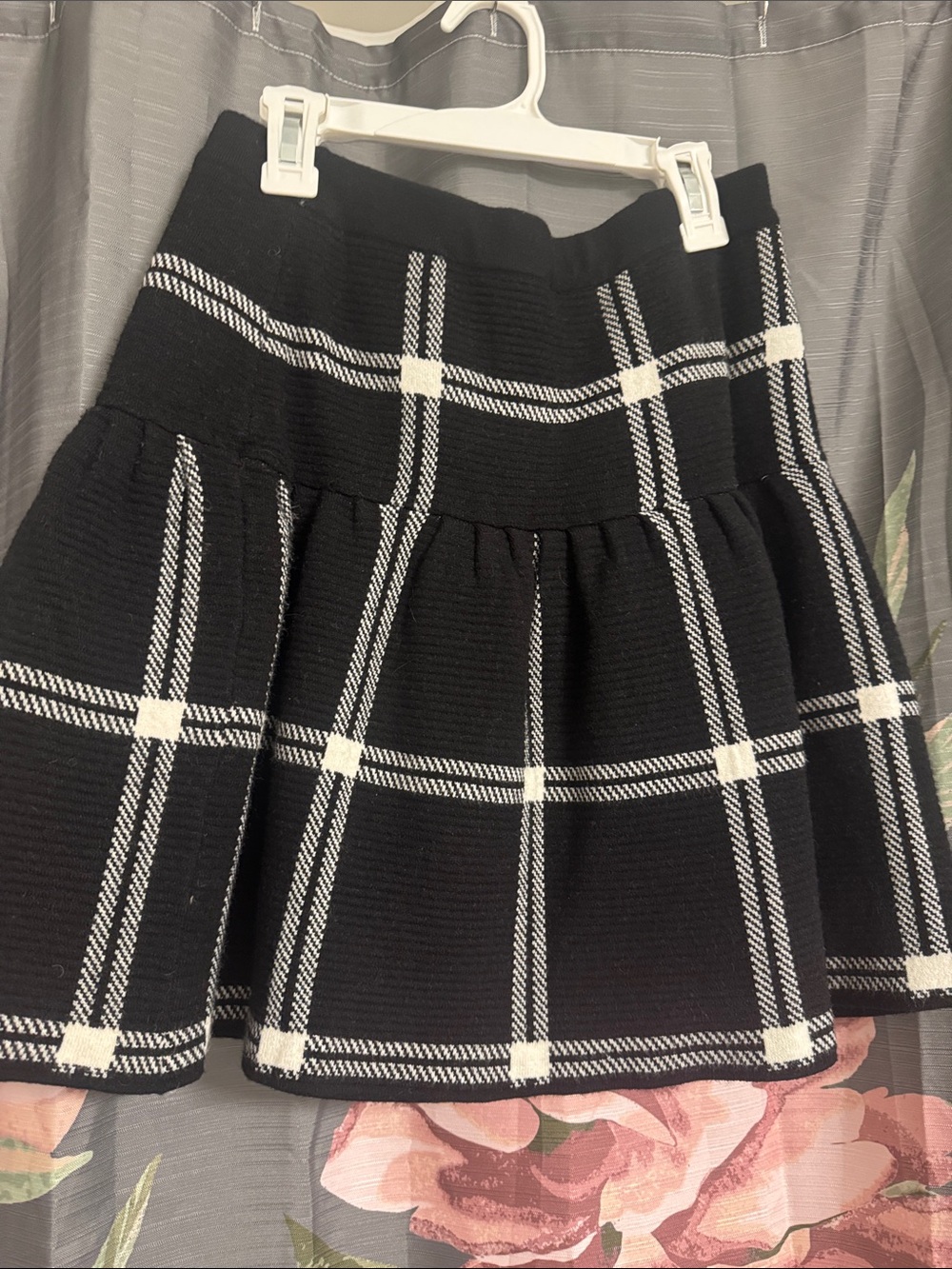 Cynthia Rowley Black and White Plaid Skater Skirt